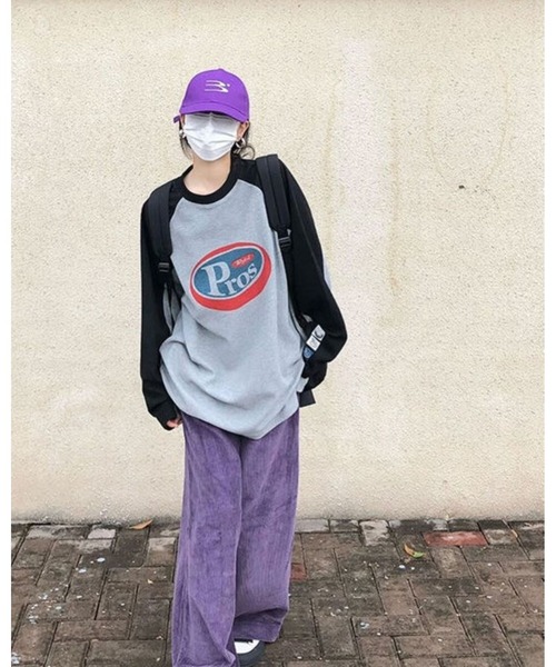 FUNdaysion(ファンデイション)の「袖配色ロゴプリントルーズワッフルトップス(Tシャツ/カットソー・レディース・グレー・M)」の13枚目の写真