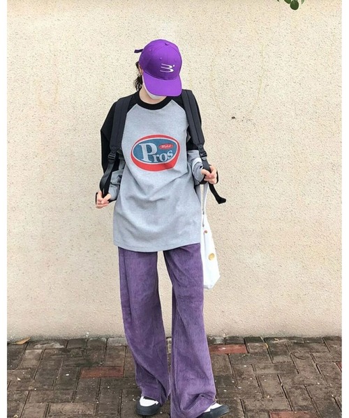 FUNdaysion(ファンデイション)の「袖配色ロゴプリントルーズワッフルトップス(Tシャツ/カットソー・レディース・グレー・M)」の14枚目の写真