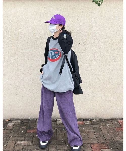 FUNdaysion(ファンデイション)の「袖配色ロゴプリントルーズワッフルトップス(Tシャツ/カットソー・レディース・グレー・M)」の10枚目の写真