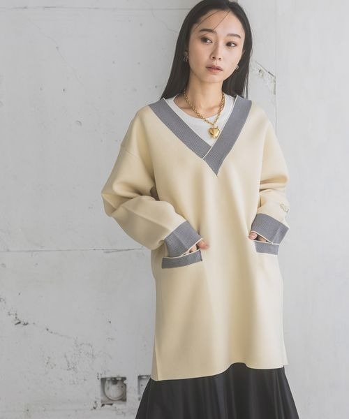 JEANASIS（ジーナシス）の「12GハイショクジャガードVミニワンピース