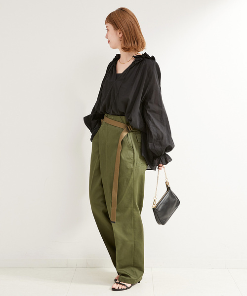 B.C STOCK(ベーセーストック)の「《追加》フリルブラウス(シャツ/ブラウス・レディース・ブラック/ホワイト/ベージュ系その他・FREE)」の4枚目の写真