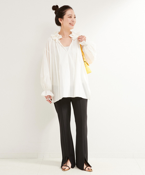 B.C STOCK(ベーセーストック)の「《追加》フリルブラウス(シャツ/ブラウス・レディース・ブラック/ホワイト/ベージュ系その他・FREE)」の22枚目の写真