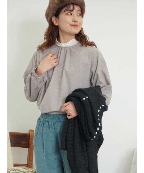 セール】【保温加工】襟レースブラウス（シャツ/ブラウス）｜Samansa