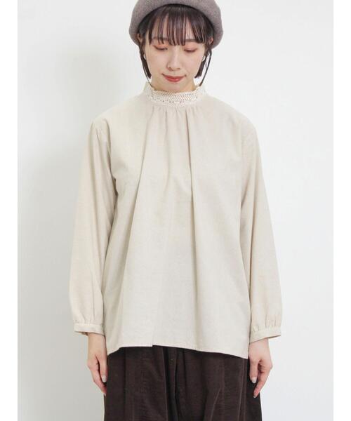 セール】【保温加工】襟レースブラウス（シャツ/ブラウス