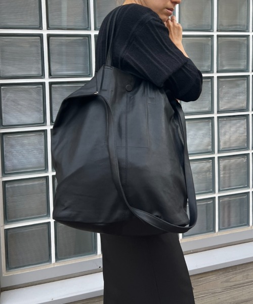 Morphee（モルフェ）の「【Morphee / モルフェ】3WAY　LARGE TOTE　レザートートバッグ（トートバッグ・レディース・グレイッシュベージュ/ブラック・フリー）」の10枚目の写真