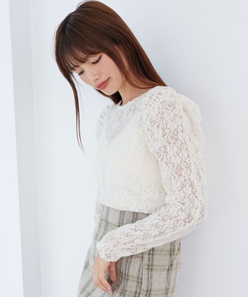 MAJESTIC LEGON（マジェスティックレゴン）の「クルーネックパワショルトップス（Tシャツ/カットソー・レディース・ブラック/アイボリー/ホワイト系その他2・MEDIUM）」の9枚目の写真