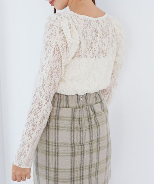 MAJESTIC LEGON（マジェスティックレゴン）の「クルーネックパワショルトップス（Tシャツ/カットソー・レディース・ブラック/アイボリー/ホワイト系その他2・MEDIUM）」の10枚目の写真