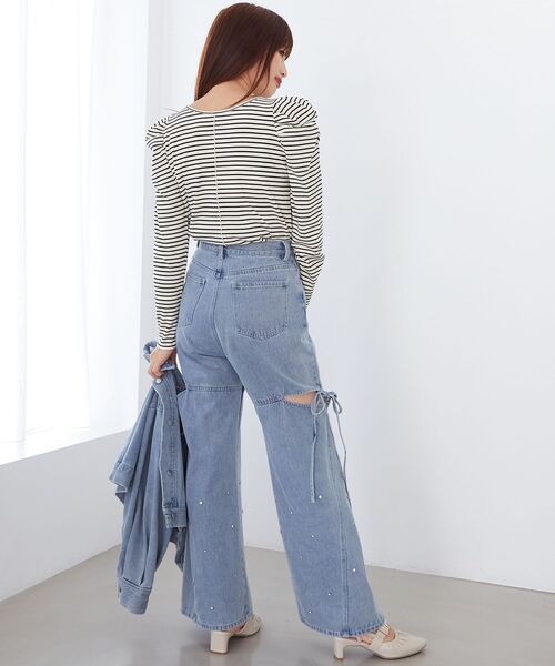 MAJESTIC LEGON（マジェスティックレゴン）の「クルーネックパワショルトップス（Tシャツ/カットソー・レディース・ブラック/アイボリー/ホワイト系その他2・MEDIUM）」の15枚目の写真