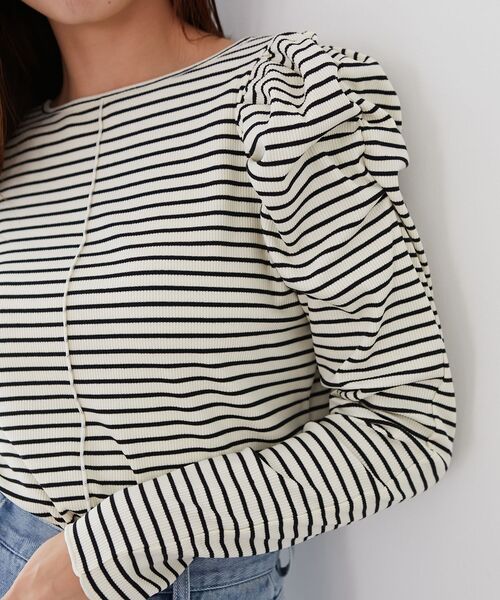 MAJESTIC LEGON（マジェスティックレゴン）の「クルーネックパワショルトップス（Tシャツ/カットソー・レディース・ブラック/アイボリー/ホワイト系その他2・MEDIUM）」の19枚目の写真