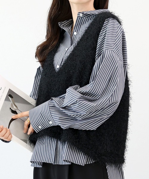 フェザーヤーンVネックニットベスト（ベスト）｜Aletta vita（アレッ