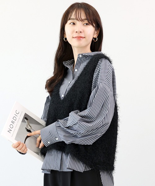 セール】フェザーヤーンVネックニットベスト（ベスト）｜Aletta vita