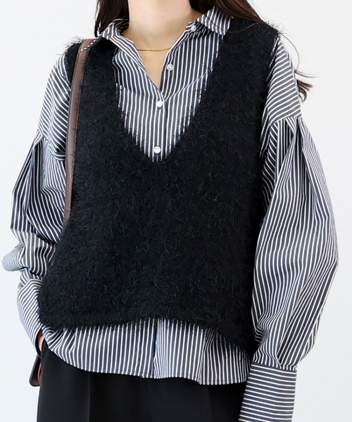 フェザーヤーンVネックニットベスト（ベスト）｜Aletta vita（アレッ