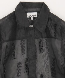 GANNI オーガンジーシャツブラウス GANNI（ガニー） ブラウス シャツ GANNI FLOCKED ORGANZA PEPLUM