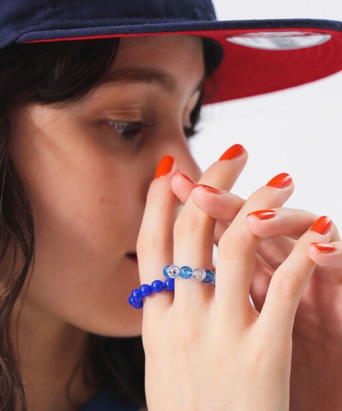 BEAMS BOY(ビームスボーイ)の「丸ビーズ リング 2P(リング・レディース・ブルー/レッド/ホワイト・ONE SIZE)」の2枚目の写真