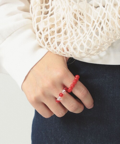 BEAMS BOY(ビームスボーイ)の「丸ビーズ リング 2P(リング・レディース・ブルー/レッド/ホワイト・ONE SIZE)」の4枚目の写真