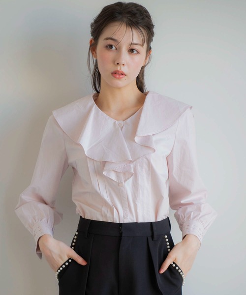 NOELA（ノエラ）の「フリルタックブラウス（シャツ/ブラウス・レディース・ピンク/サックスブルー/オフホワイト・フリー）」の7枚目の写真