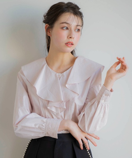 NOELA（ノエラ）の「フリルタックブラウス（シャツ/ブラウス・レディース・ピンク/サックスブルー/オフホワイト・フリー）」の8枚目の写真