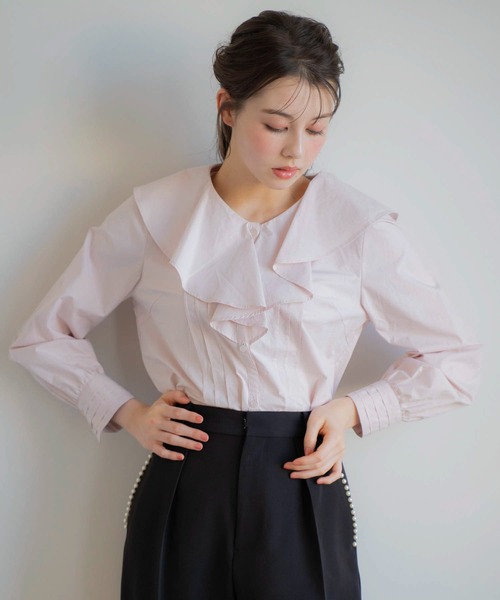 NOELA（ノエラ）の「フリルタックブラウス（シャツ/ブラウス・レディース・ピンク/サックスブルー/オフホワイト・フリー）」の9枚目の写真