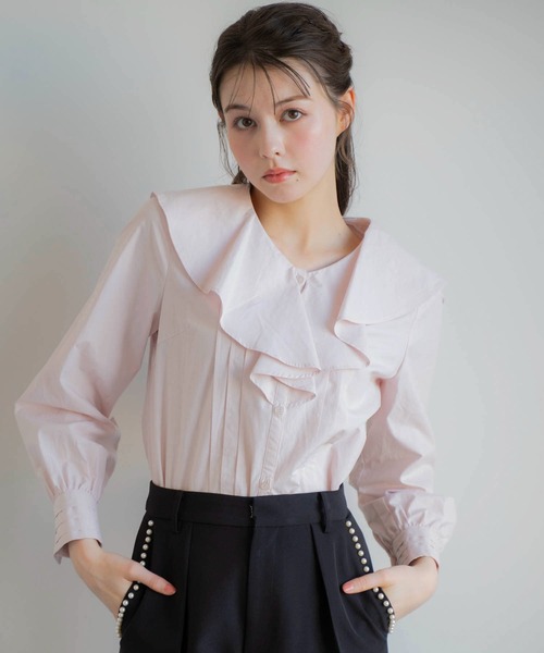 NOELA（ノエラ）の「フリルタックブラウス（シャツ/ブラウス・レディース・ピンク/サックスブルー/オフホワイト・フリー）」の10枚目の写真