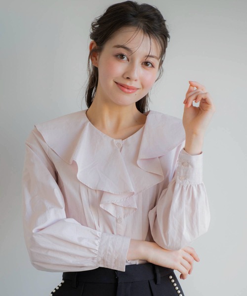 NOELA（ノエラ）の「フリルタックブラウス（シャツ/ブラウス・レディース・ピンク/サックスブルー/オフホワイト・フリー）」の11枚目の写真