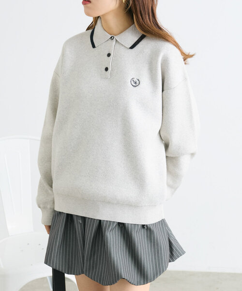 w closet(ダブルクローゼット)の「刺繍ポロニット(ニット/セーター・レディース・アイボリー/ネイビー/レッド・FREE)」の4枚目の写真