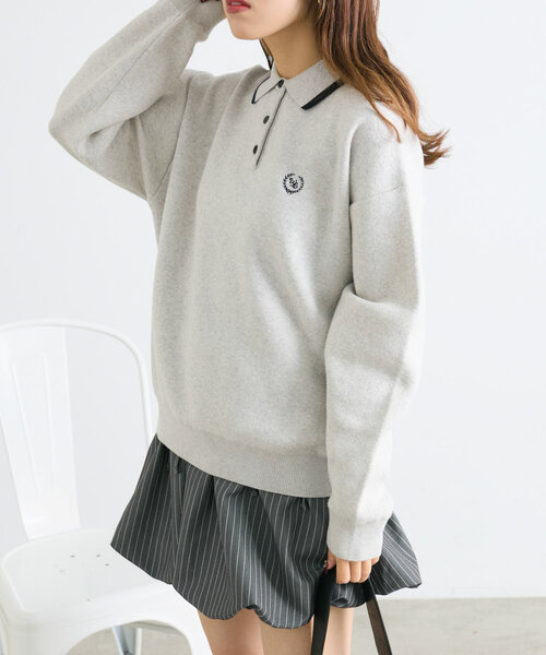 w closet(ダブルクローゼット)の「刺繍ポロニット(ニット/セーター・レディース・アイボリー/ネイビー/レッド・FREE)」の5枚目の写真