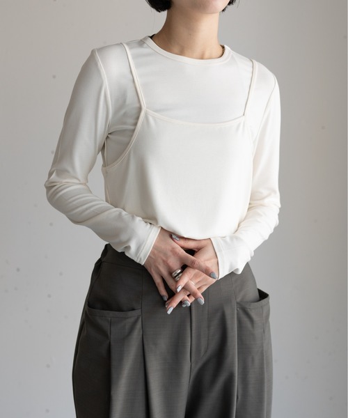 hwyl(ヒュイル)の「2WAYロングTシャツ(Tシャツ/カットソー・レディース・アイボリー/ブラック・FREE)」の4枚目の写真
