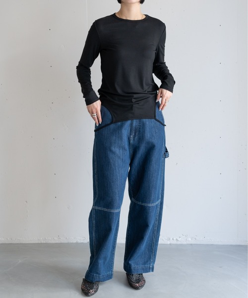 hwyl(ヒュイル)の「2WAYロングTシャツ(Tシャツ/カットソー・レディース・アイボリー/ブラック・FREE)」の11枚目の写真