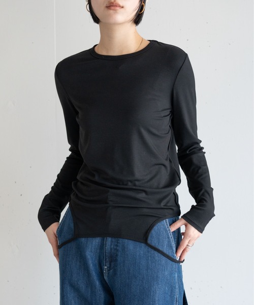 hwyl(ヒュイル)の「2WAYロングTシャツ(Tシャツ/カットソー・レディース・アイボリー/ブラック・FREE)」の21枚目の写真