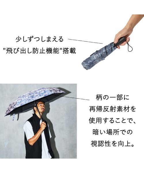 Waterfront（ウォーターフロント）の「【自動開閉】カルオート 反射 UVブロック 折 55cm スポンジドローイング（折りたたみ傘・メンズ・ネイビー/ブラウン/ライトグレー・FREE）」の6枚目の写真