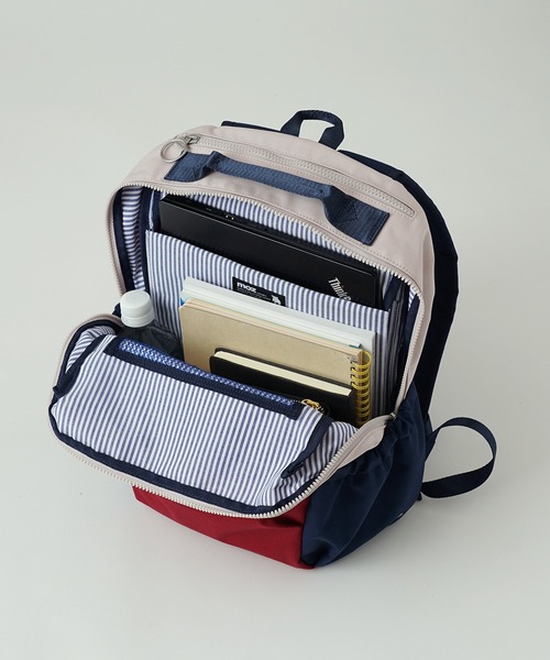 moz（モズ）の「moz(モズ) 軽量 撥水 A4サイズ収納 キャリーオン リュック ZZRK-02（バックパック/リュック・レディース・ブラック/トリコロール/アイボリー/グレイッシュブルー/キャメル・ONE SIZE）」の14枚目の写真