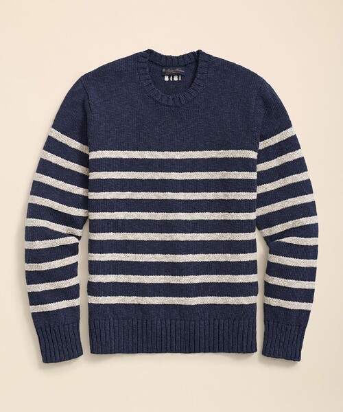 BROOKS BROTHERS(ブルックスブラザーズ)の「コットン/リネン マリナーストライプ クルーネックセーター(ニット/セーター・メンズ・ネイビー・SMALL/MEDIUM/X-LARGE/LARGE)」の5枚目の写真