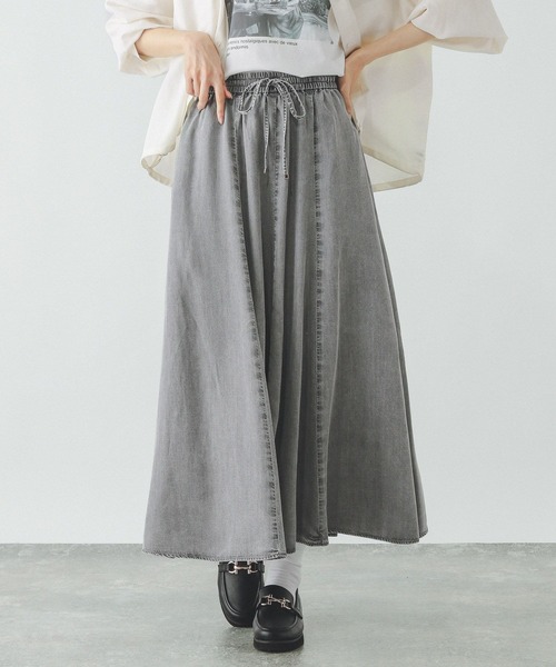 GLOBAL WORK(グローバルワーク)の「エアリーリラックスDENIMスカート/282484(スカート・レディース・ベージュ/ブルー系その他4/グレー系その他2/ネイビー・SHORT/REGULAR)」の2枚目の写真