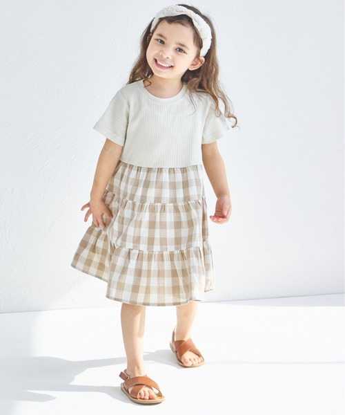 pairmanon（ペアマノン）の「【ふんわりワッフル】【リンクコーデ】ティアード切り替えワンピース（ワンピース・キッズ・ピンク系その他/ベージュ系その他/ブラック系その他/ホワイト系その他・140/90/110/100/120/150/130）」の14枚目の写真