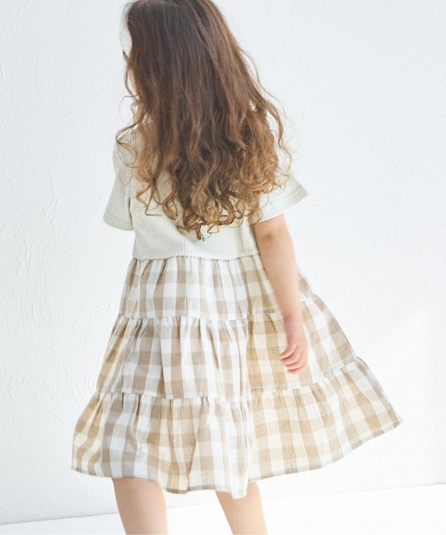 pairmanon（ペアマノン）の「【ふんわりワッフル】【リンクコーデ】ティアード切り替えワンピース（ワンピース・キッズ・ピンク系その他/ベージュ系その他/ブラック系その他/ホワイト系その他・140/90/110/100/120/150/130）」の17枚目の写真