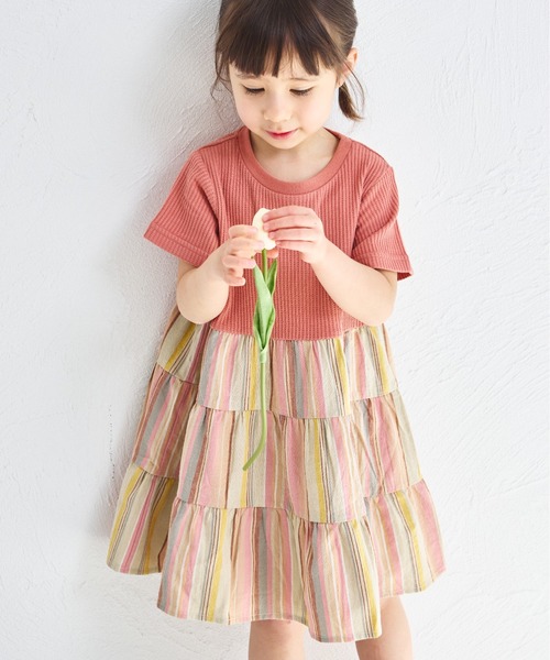 pairmanon（ペアマノン）の「【ふんわりワッフル】【リンクコーデ】ティアード切り替えワンピース（ワンピース・キッズ・ピンク系その他/ベージュ系その他/ブラック系その他/ホワイト系その他・140/90/110/100/120/150/130）」の19枚目の写真