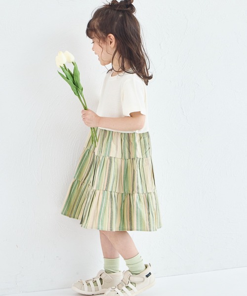 pairmanon（ペアマノン）の「【ふんわりワッフル】【リンクコーデ】ティアード切り替えワンピース（ワンピース・キッズ・ピンク系その他/ベージュ系その他/ブラック系その他/ホワイト系その他・140/90/110/100/120/150/130）」の5枚目の写真