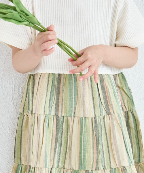 pairmanon（ペアマノン）の「【ふんわりワッフル】【リンクコーデ】ティアード切り替えワンピース（ワンピース・キッズ・ピンク系その他/ベージュ系その他/ブラック系その他/ホワイト系その他・140/90/110/100/120/150/130）」の9枚目の写真