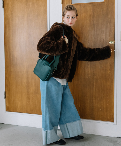 POU DOU DOU(プードゥドゥ)の「Dairy/wavyショルダー2wayバッグ(ショルダーバッグ・レディース・ブラック/アイボリー/グレー系/ダークグリーン・フリー)」の13枚目の写真