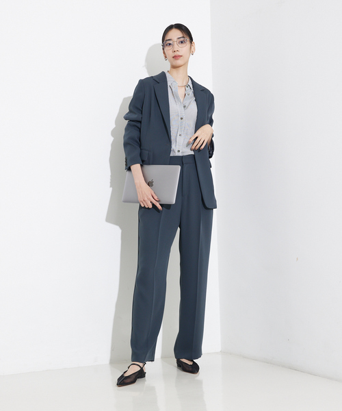 qualite(カリテ)の「【セットアップ対応】トルコサテンストレートパンツ/オフィスカジュアル(スラックス・レディース・アイボリー/ライム/チャコールグレー・36/38)」の8枚目の写真