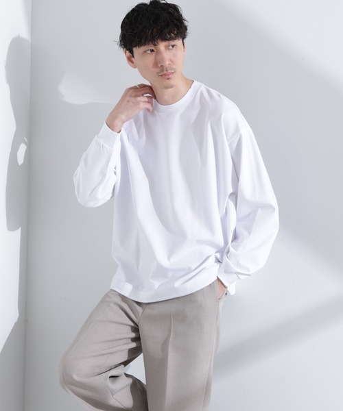 NANO universe(ナノユニバース)の「シルケットポンチロングスリーブバルーンTシャツ 長袖(Tシャツ/カットソー・メンズ・ホワイト/ブラック・M/L)」の1枚目の写真