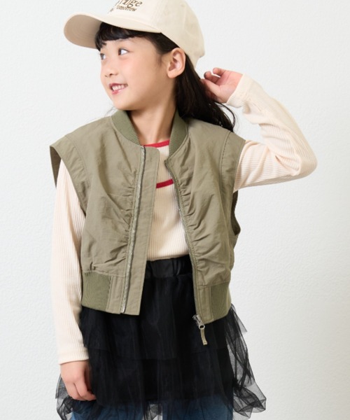 CIAOPANIC TYPY（チャオパニックティピー）の「【KIDS】MA-1ギャザーベスト（ベスト・キッズ・ブラック/カーキ・X-LARGE/MEDIUM/XX-LARGE）」の13枚目の写真