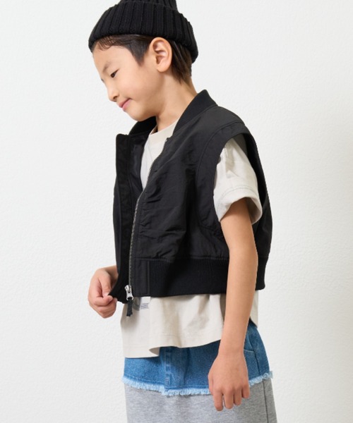 CIAOPANIC TYPY（チャオパニックティピー）の「【KIDS】MA-1ギャザーベスト（ベスト・キッズ・ブラック/カーキ・X-LARGE/MEDIUM/XX-LARGE）」の6枚目の写真