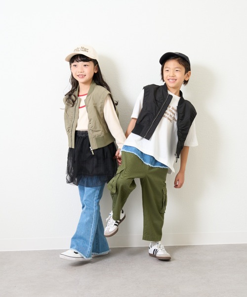 CIAOPANIC TYPY（チャオパニックティピー）の「【KIDS】MA-1ギャザーベスト（ベスト・キッズ・ブラック/カーキ・X-LARGE/MEDIUM/XX-LARGE）」の20枚目の写真