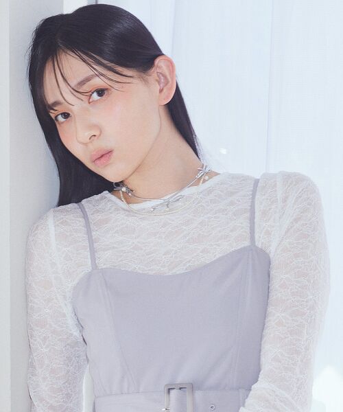 earth music&ecology（アースミュージックアンドエコロジー）の「コードリボン×パールチョーカー（ネックレス・レディース・ブラック/シルバー・FREE）」の9枚目の写真