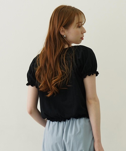 MILKFED.（ミルクフェド）の「PUFF SHORT SLEEVE TOP（Tシャツ/カットソー・レディース・オフホワイト/ブラック/ライトブルー・ONE SIZE）」の4枚目の写真