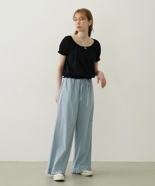 MILKFED.（ミルクフェド）の「PUFF SHORT SLEEVE TOP（Tシャツ/カットソー・レディース・オフホワイト/ブラック/ライトブルー・ONE SIZE）」の6枚目の写真