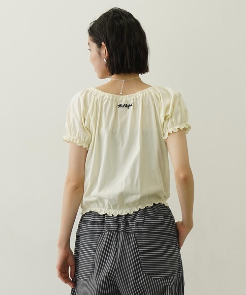 MILKFED.（ミルクフェド）の「PUFF SHORT SLEEVE TOP（Tシャツ/カットソー・レディース・オフホワイト/ブラック/ライトブルー・ONE SIZE）」の9枚目の写真