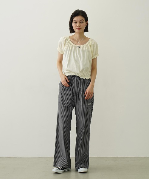 MILKFED.（ミルクフェド）の「PUFF SHORT SLEEVE TOP（Tシャツ/カットソー・レディース・オフホワイト/ブラック/ライトブルー・ONE SIZE）」の12枚目の写真