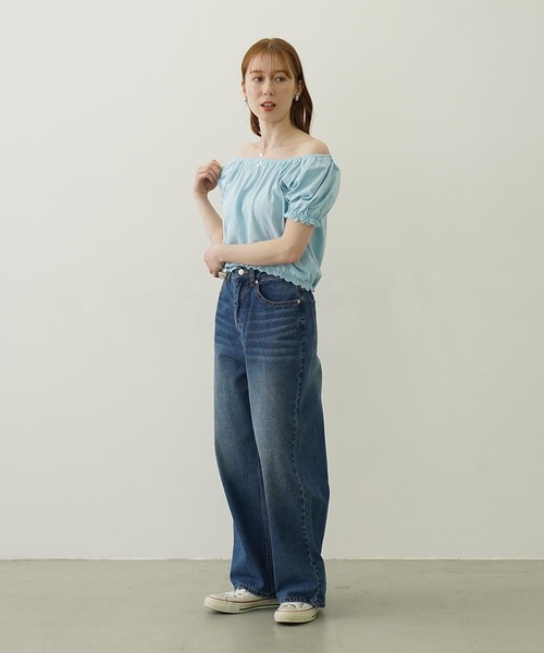 MILKFED.（ミルクフェド）の「PUFF SHORT SLEEVE TOP（Tシャツ/カットソー・レディース・オフホワイト/ブラック/ライトブルー・ONE SIZE）」の14枚目の写真